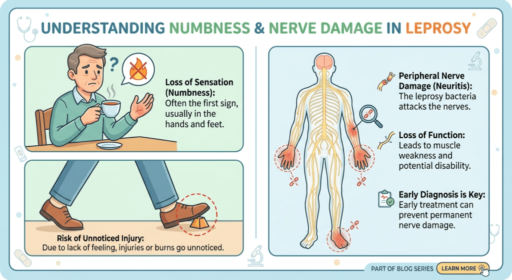 numbness in leprosy symptoms
